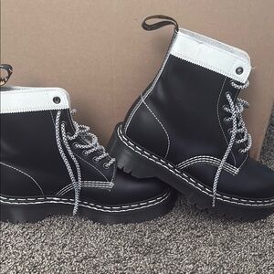 Dr. Martens Black and White Lace Up Boots